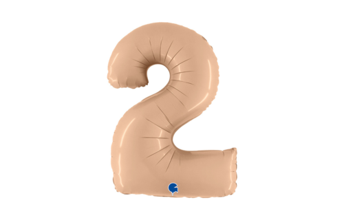 XL Cijfer 2 Folieballon Nude (Beige) - 102 cm