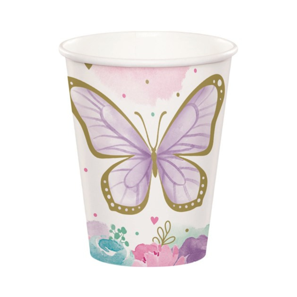 Butterfly Shimmer Bekers - 8 stuks - Vlinders