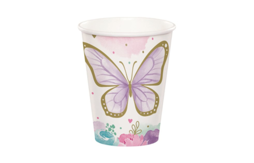 Butterfly Shimmer Bekers - 8 stuks - Vlinders