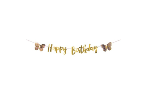 Butterfly Shimmer Slinger Happy Birthday - per stuk - Vlinders