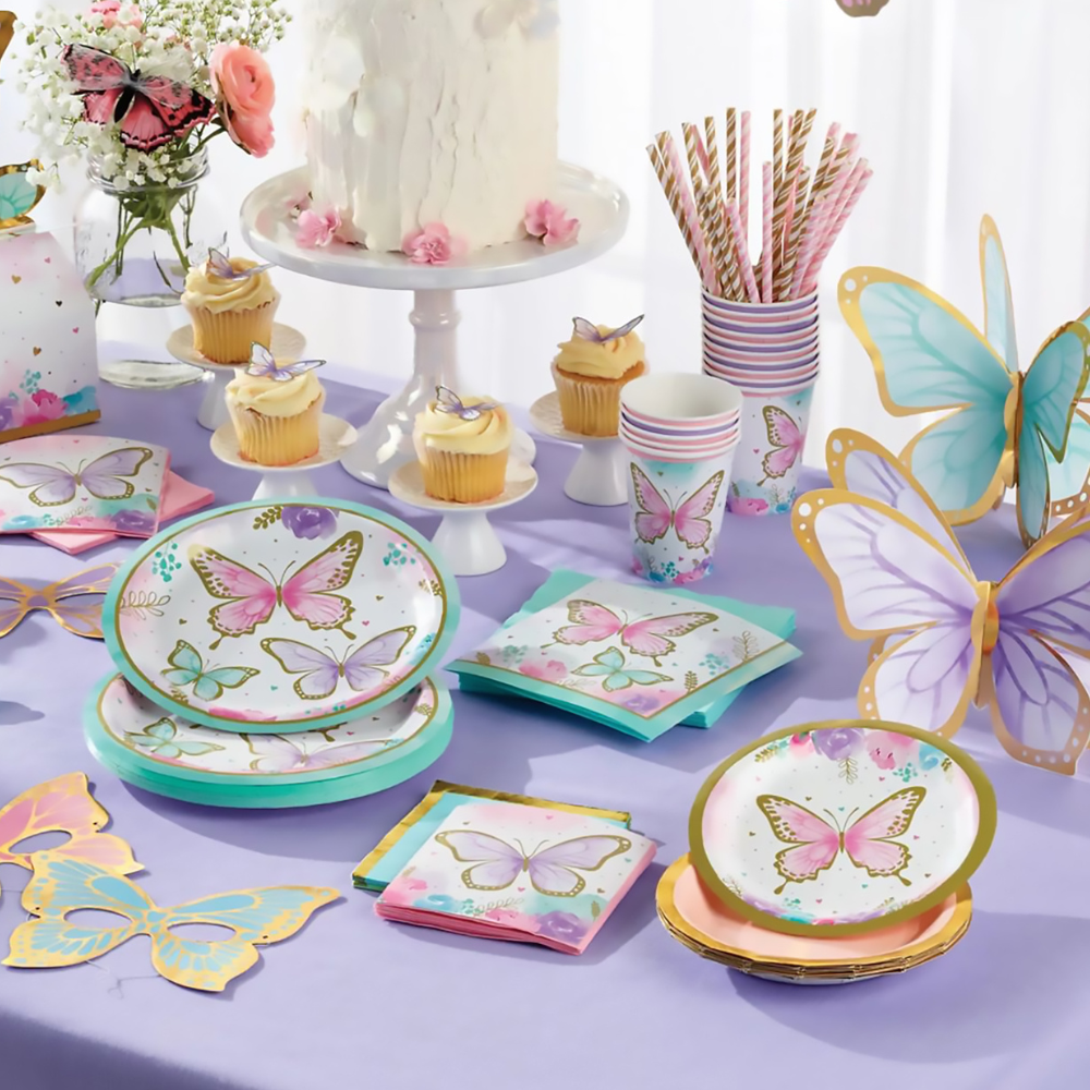 Butterfly Shimmer Borden - 8 stuks - Vlinders