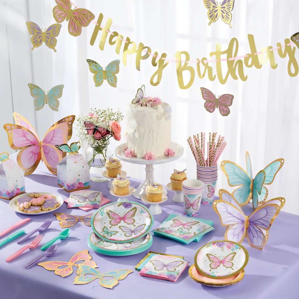 Butterfly Shimmer Bekers - 8 stuks - Vlinders