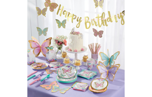 Butterfly Shimmer Bekers - 8 stuks - Vlinders