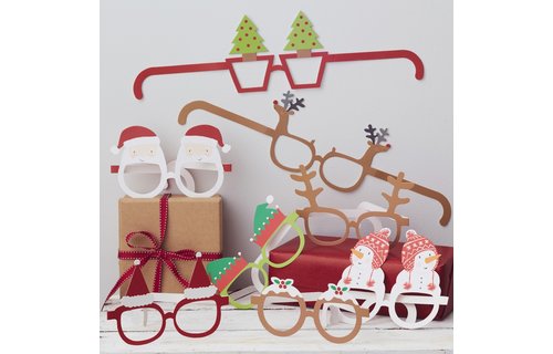 Feestbrillen Kerstmis - set van 8 - Kerst feestartikelen