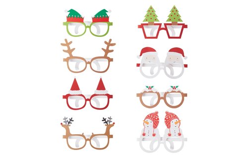 Feestbrillen Kerstmis - set van 8 - Kerst feestartikelen