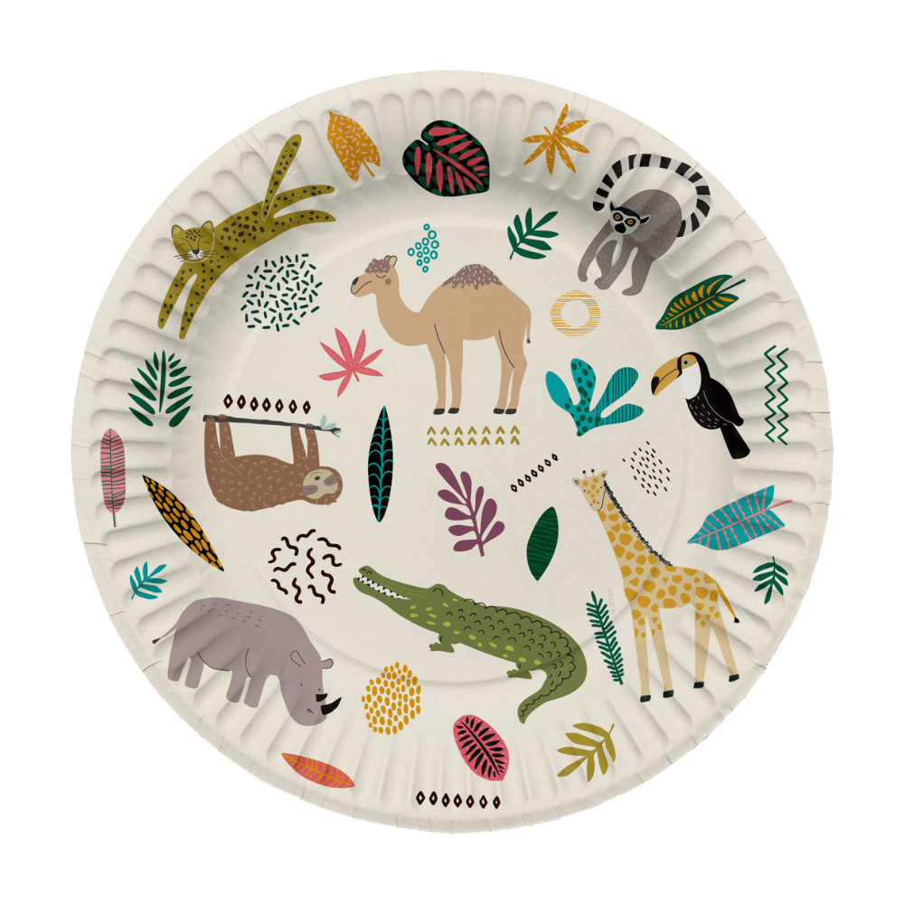 Animals Party Borden - 8 stuks - Wilde dieren feestartikelen