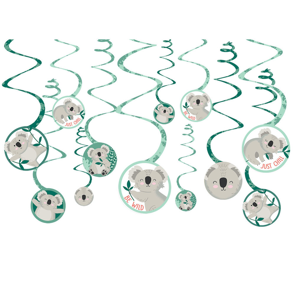 Koala Hangdecoraties - 12 stuks - Wild Life feestartikelen