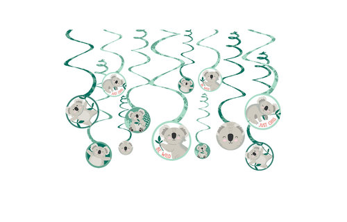 Koala Hangdecoraties - 12 stuks - Wild Life feestartikelen