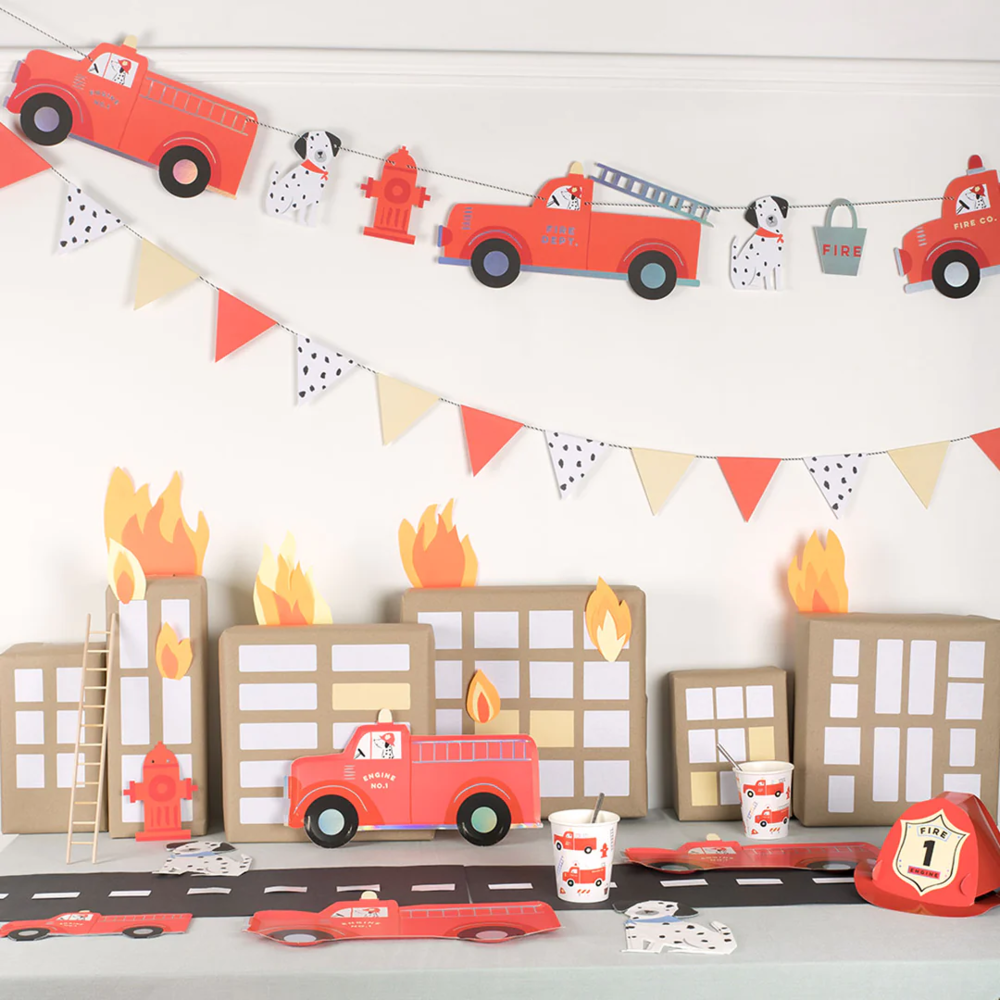 Brandweerwagen Slinger Set - 2 stuks - Fire Truck Meri Meri