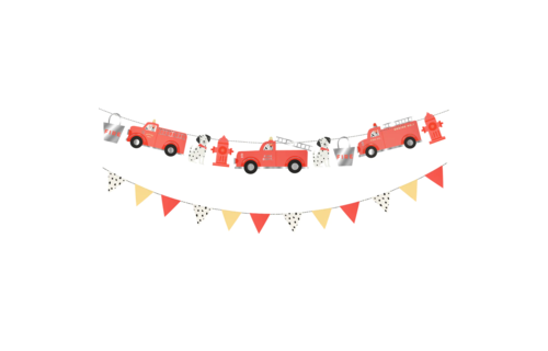 Brandweerwagen Slinger Set - 2 stuks - Fire Truck Meri Meri