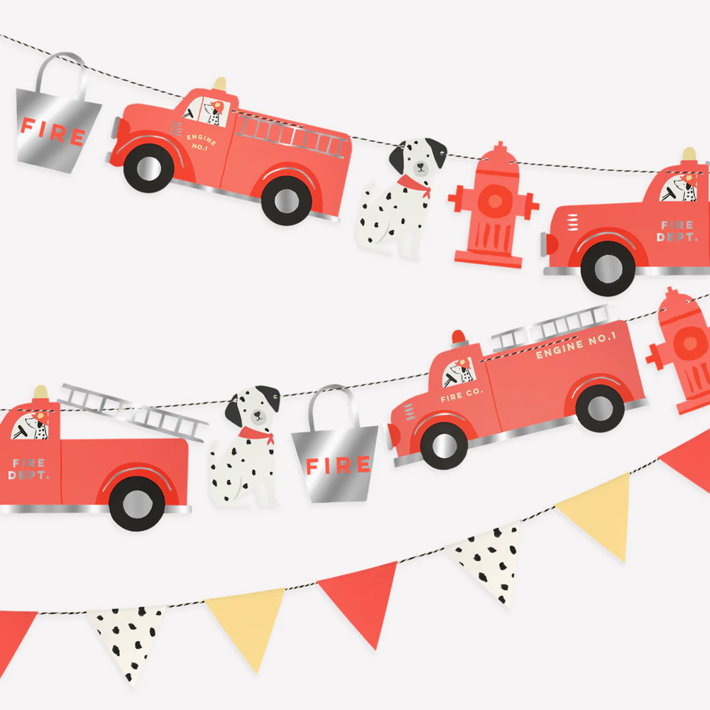 Brandweerwagen Slinger Set - 2 stuks - Fire Truck Meri Meri