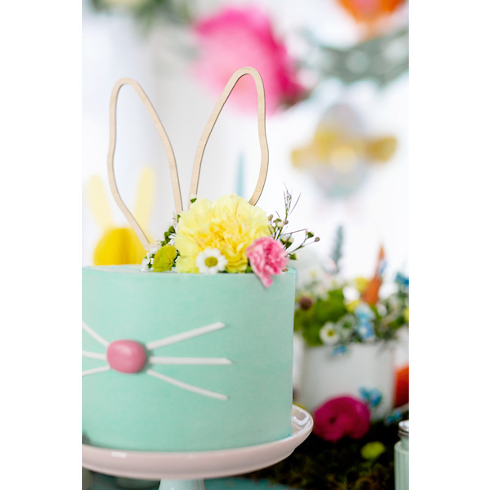 Taarttopper Konijnenoortjes - per stuk - Houten taarttoppers