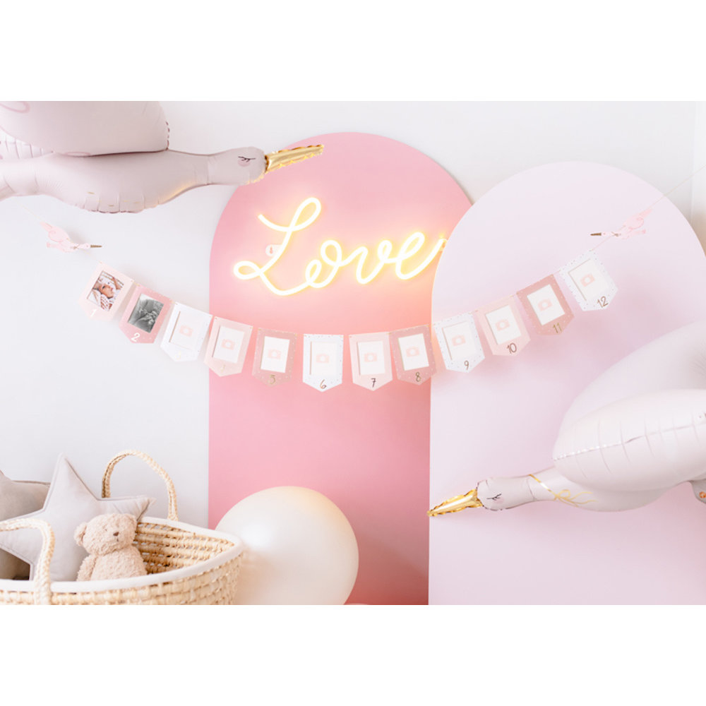Roze Ooievaar Folieballon (Supershape) - per stuk - Baby Collectie