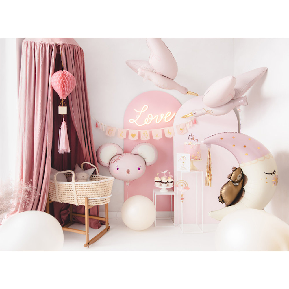 Roze Ooievaar Folieballon (Supershape) - per stuk - Baby Collectie