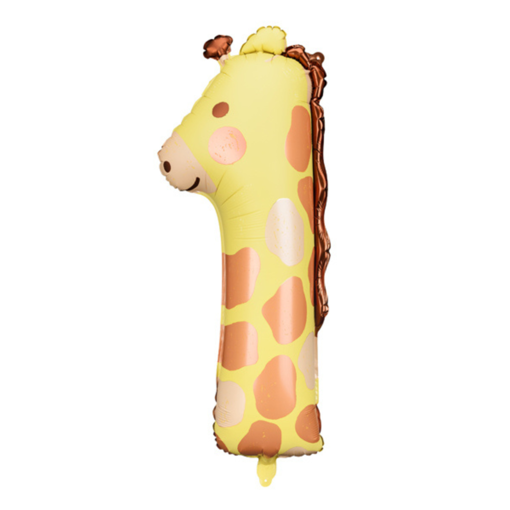 Giraffe XL Cijfer 1 Folieballon - per stuk - 90 cm - Dieren Ballonnen