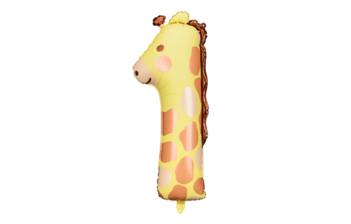 Giraffe XL Cijfer 1 Folieballon - per stuk - 90 cm - Dieren Ballonnen