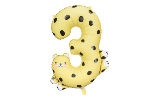 Cheeta XL Cijfer 3 Folieballon - per stuk - 98 cm - Dieren Ballonnen