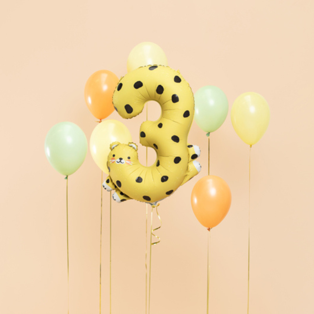 Cheeta XL Cijfer 3 Folieballon - per stuk - 98 cm - Dieren Ballonnen
