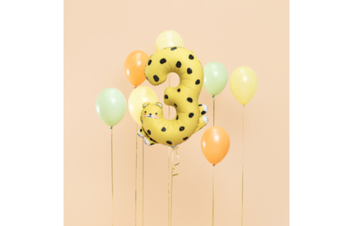 Cheeta XL Cijfer 3 Folieballon - per stuk - 98 cm - Dieren Ballonnen