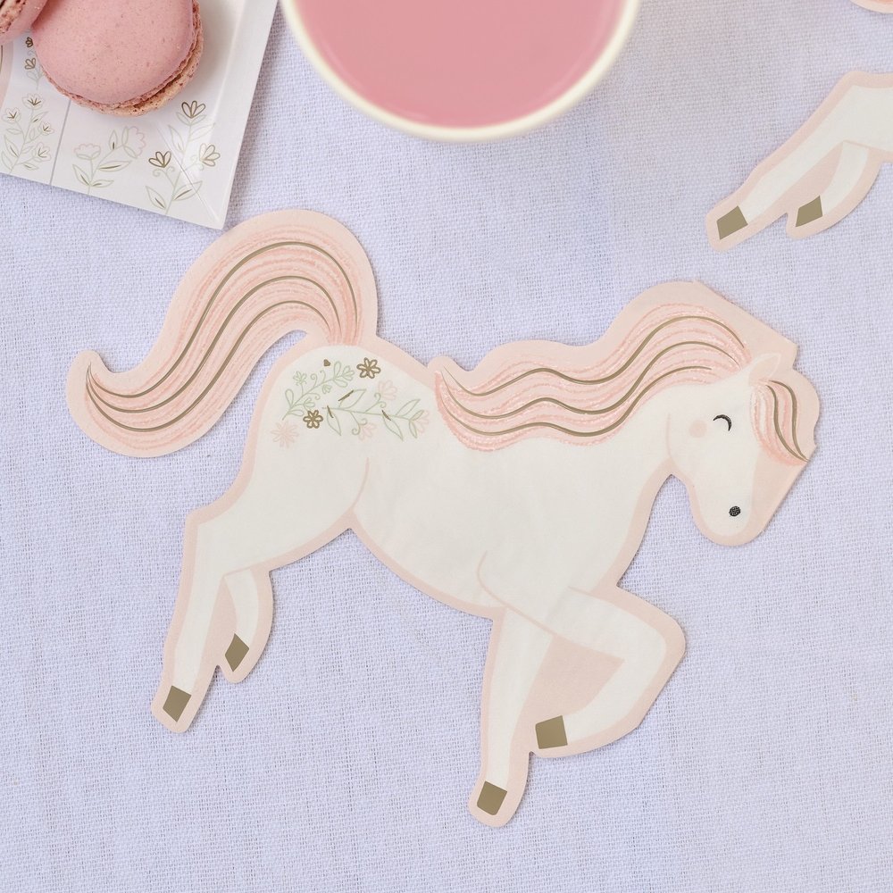 Princess Paard Servetten - 16 stuks - Prinsessenfeest