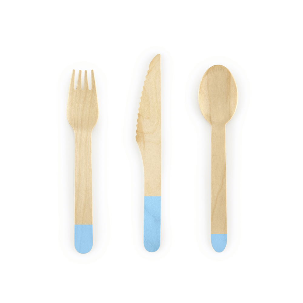 Houten Bestek Set (Blauw) - 18 stuks - Tafelgerei