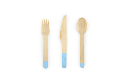 Houten Bestek Set (Blauw) - 18 stuks - Tafelgerei