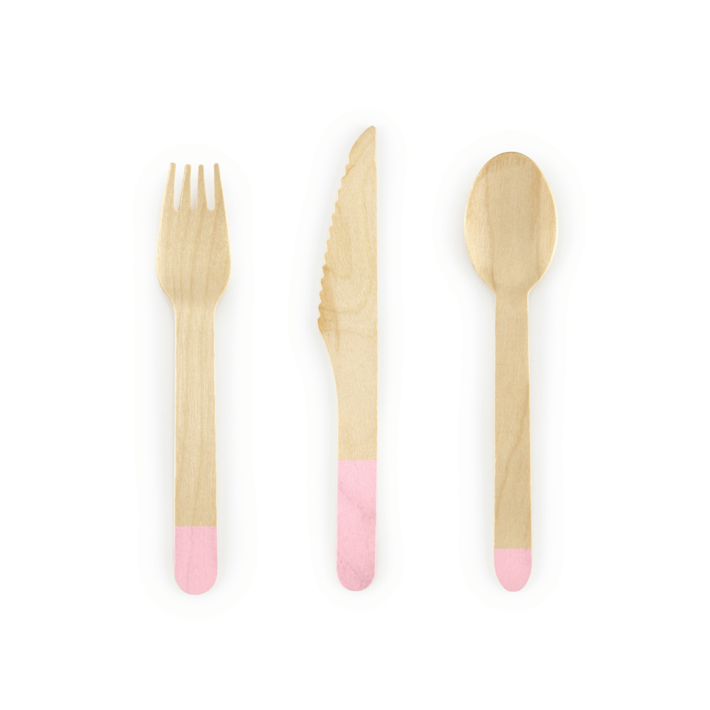 Houten Bestek Set (Roze) - 18 stuks - Tafelgerei
