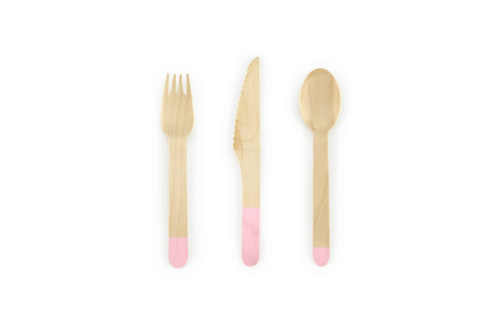 Houten Bestek Set (Roze) - 18 stuks - Tafelgerei