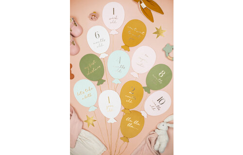 Mijlpaalkaarten Baby Eerste Jaar (Ballonnen) - per set - Milestones