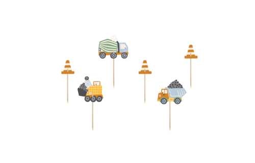 Constructie Voertuigen Cupcake Toppers - 6 stuks