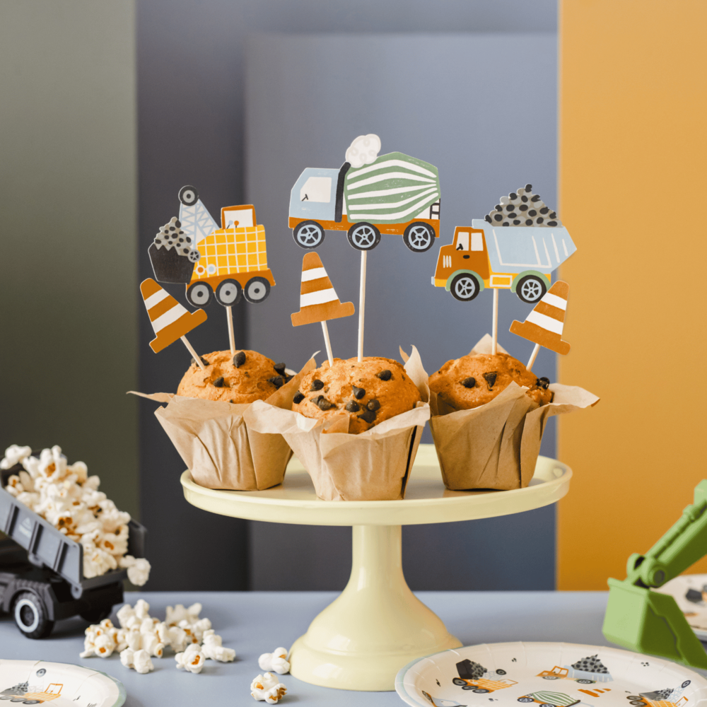 Constructie Voertuigen Cupcake Toppers - 6 stuks