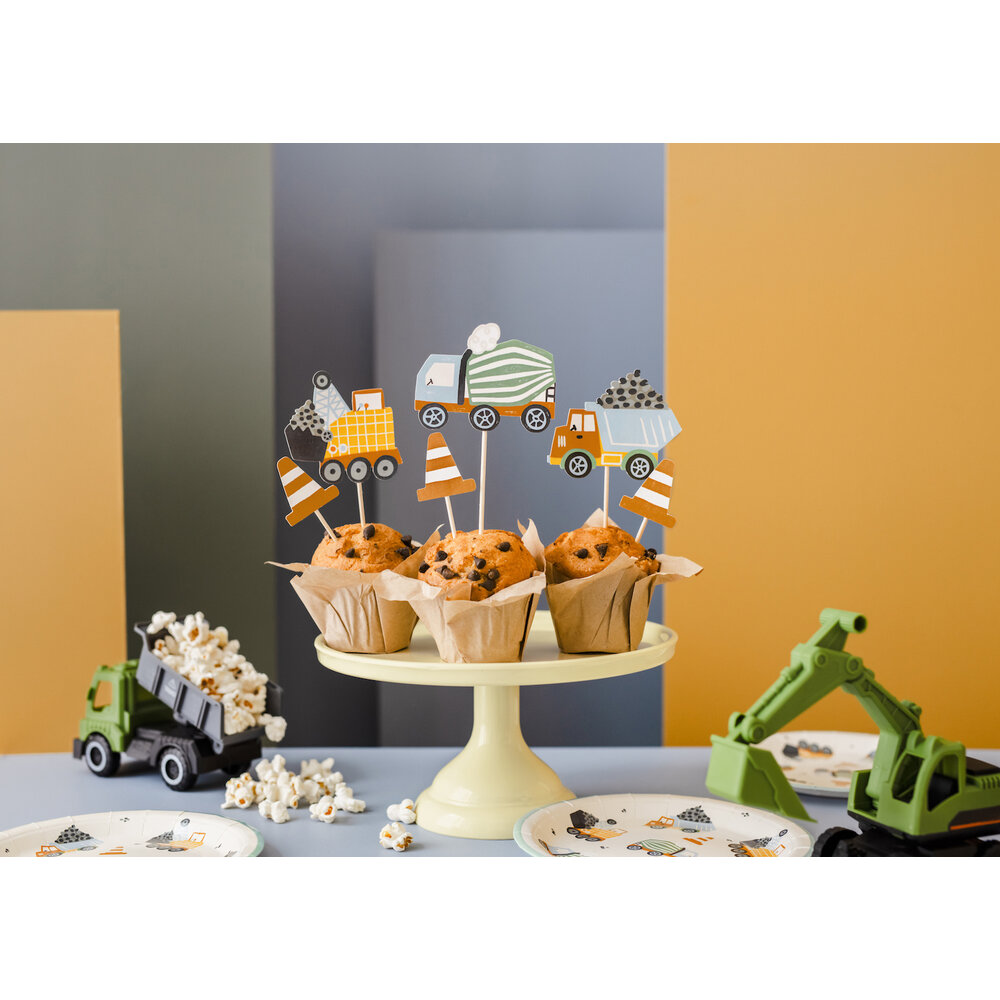 Constructie Voertuigen Cupcake Toppers - 6 stuks