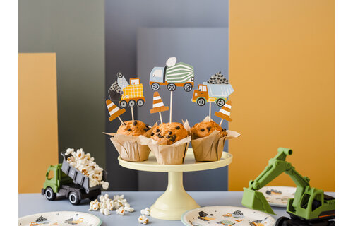 Constructie Voertuigen Cupcake Toppers - 6 stuks