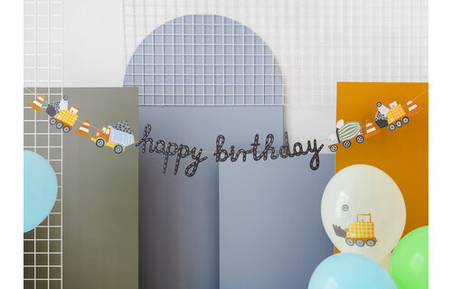 Constructie Voertuigen Happy Birthday Slinger - per stuk