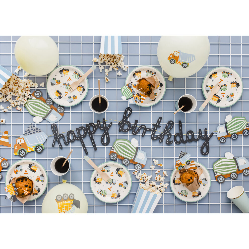 Constructie Voertuigen Happy Birthday Slinger - per stuk