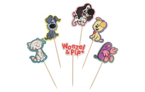 Woezel en Pip Cupcakes Decoratie Set - 6 stuks - Woezel & Pip Feest