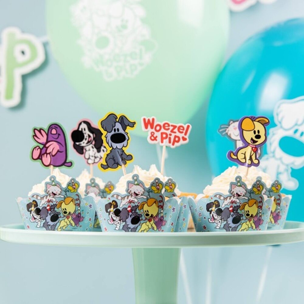Woezel en Pip Cupcakes Decoratie Set - 6 stuks - Woezel & Pip Feest