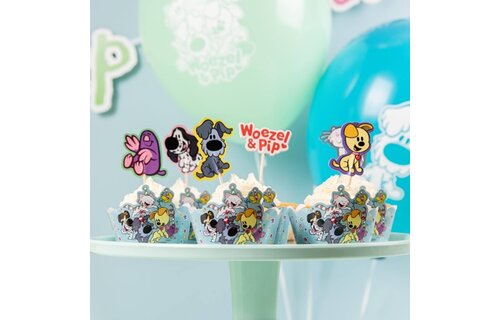 Woezel en Pip Cupcakes Decoratie Set - 6 stuks - Woezel & Pip Feest