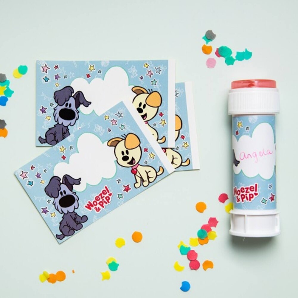 Woezel en Pip Bellenblaasstickers - 6 stuks - Woezel & Pip Feest