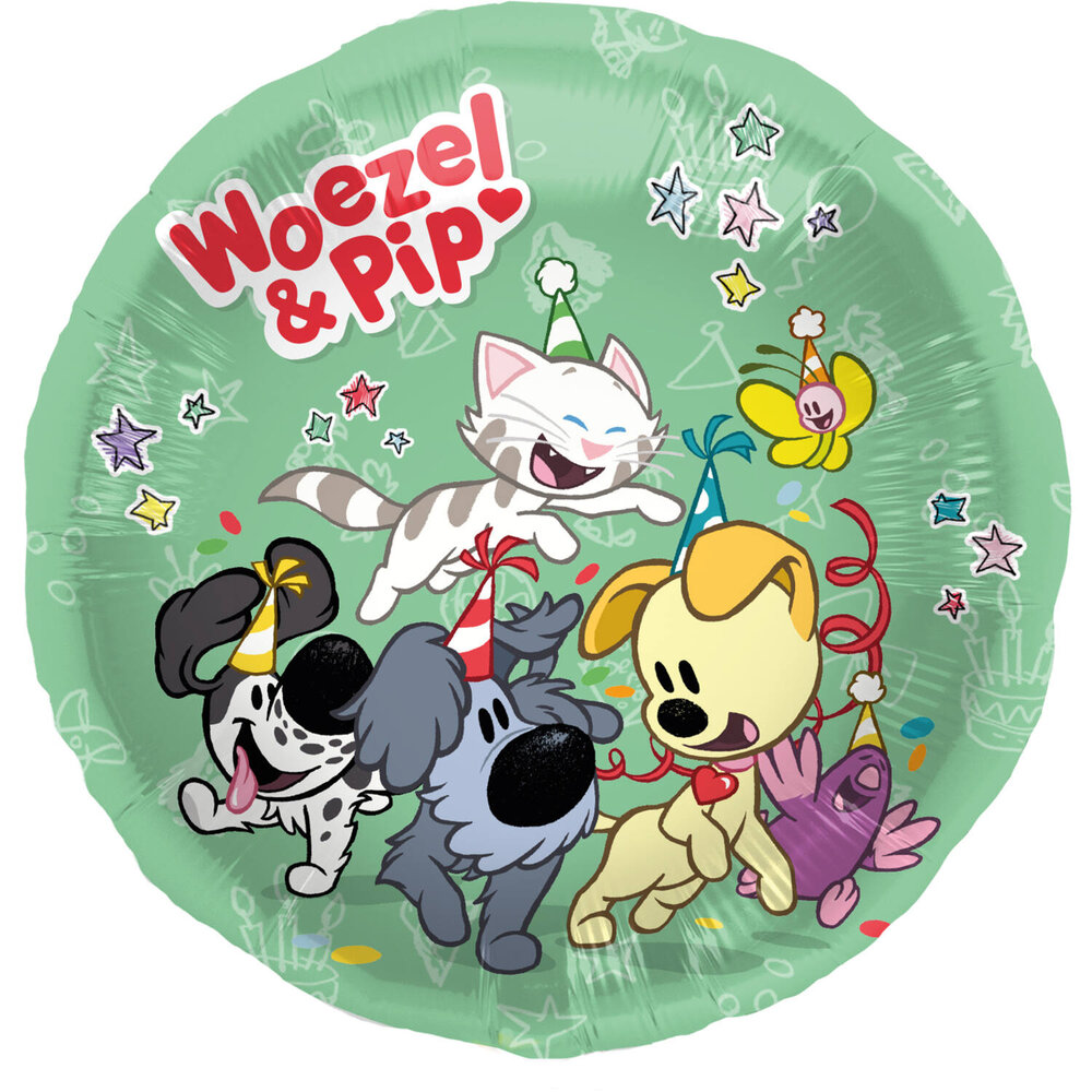 Woezel en Pip Folieballon (Rond) - per stuk - Woezel & Pip Feest