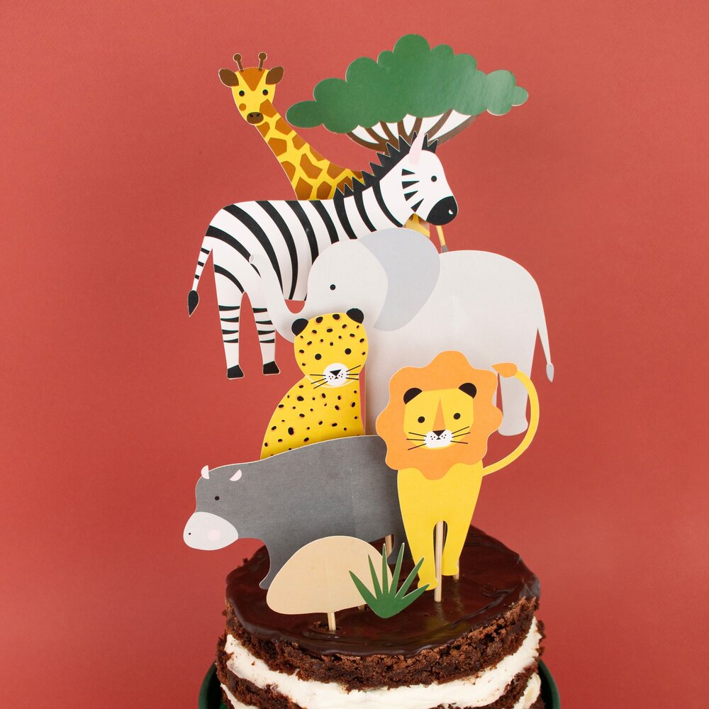 Wilde Dieren Taarttoppers - Set van 8 - Mini Safari