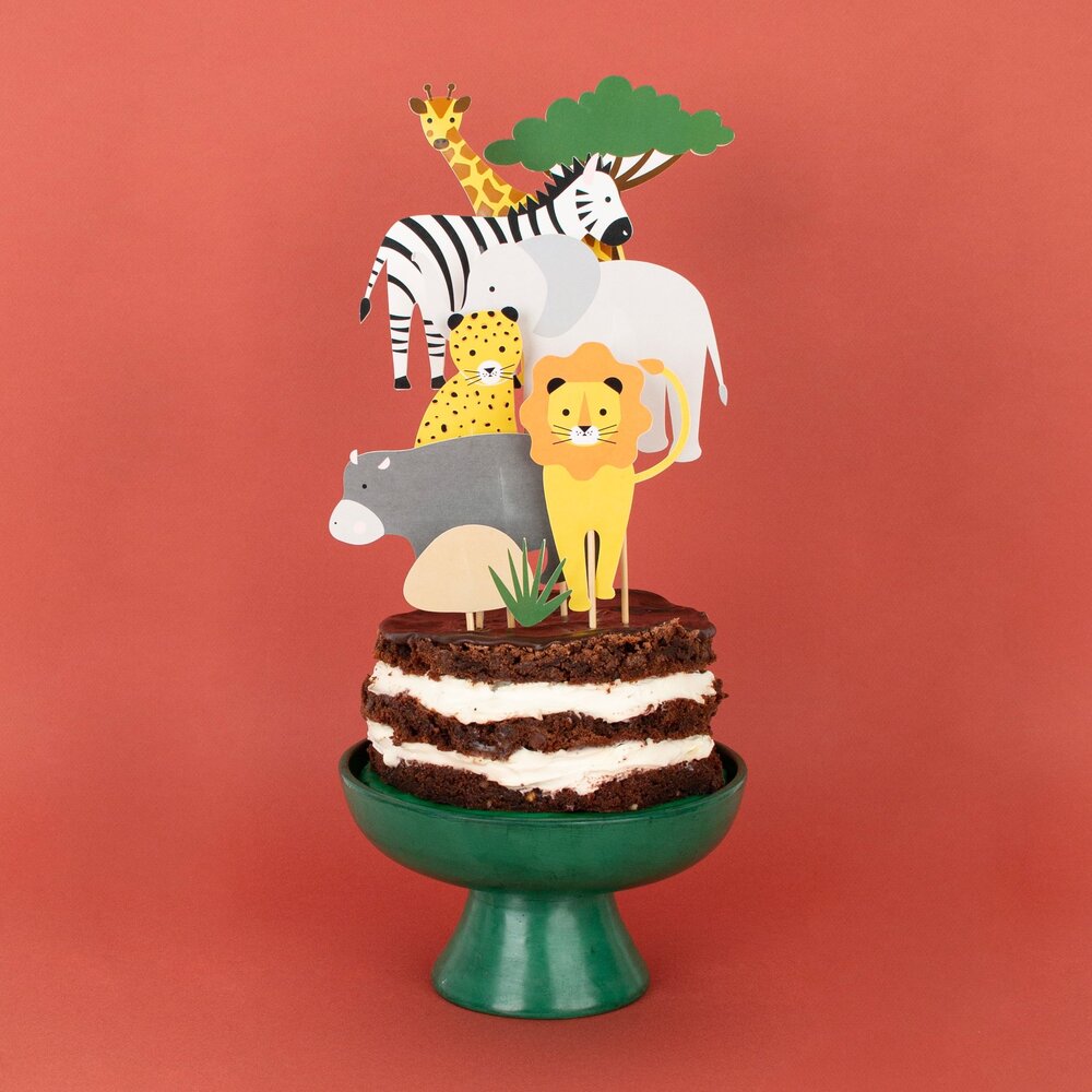 Wilde Dieren Taarttoppers - Set van 8 - Mini Safari