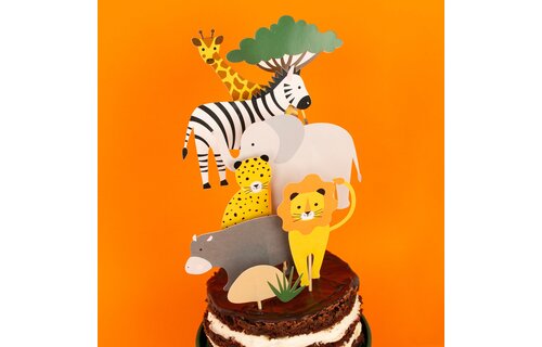 Wilde Dieren Taarttoppers - Set van 8 - Mini Safari