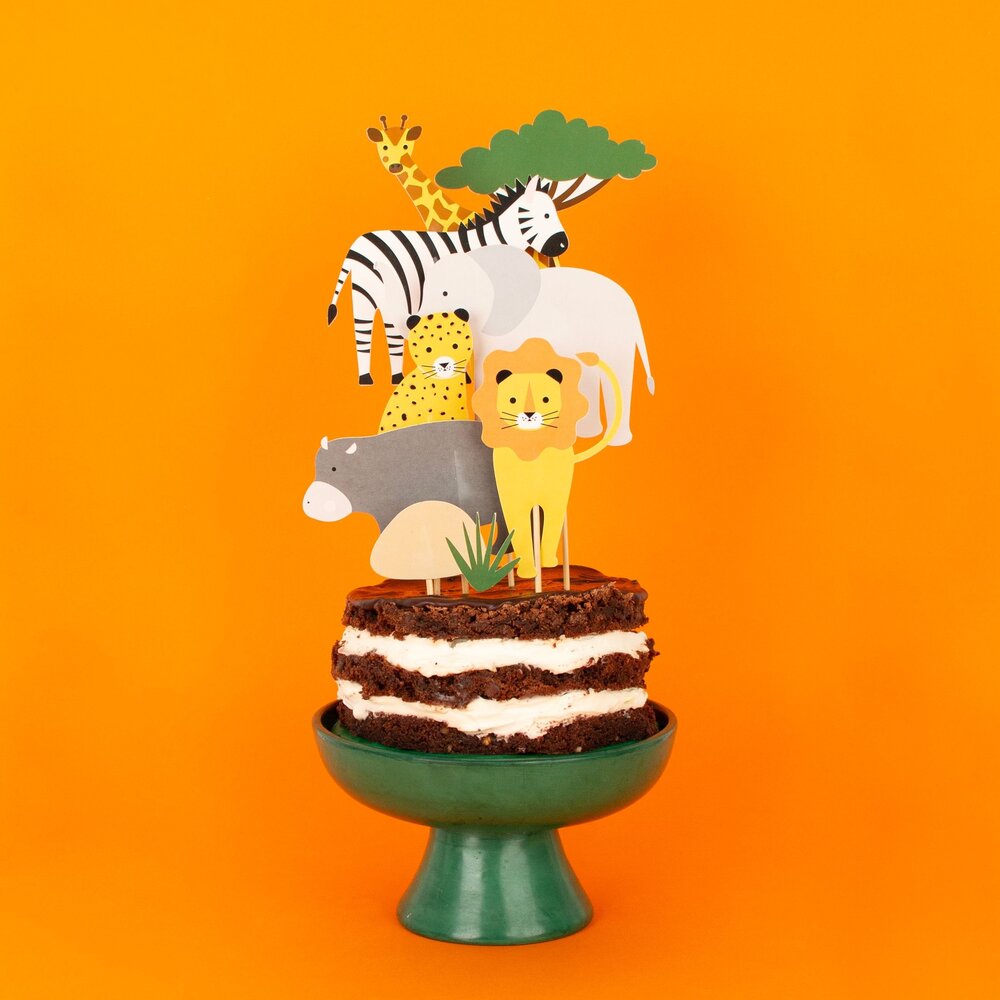 Wilde Dieren Taarttoppers - Set van 8 - Mini Safari