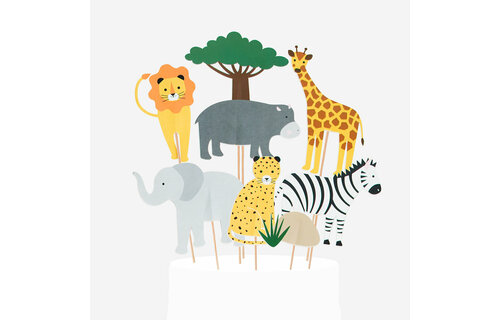 Wilde Dieren Taarttoppers - Set van 8 - Mini Safari