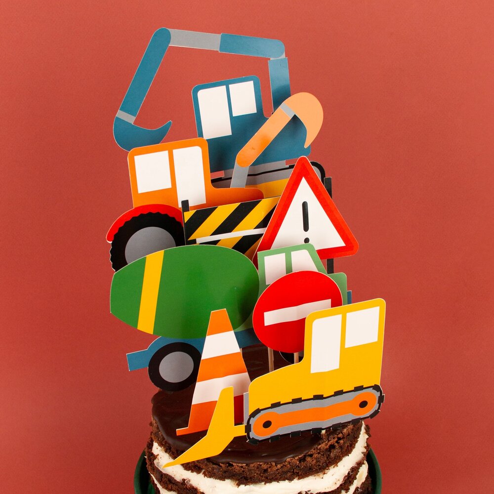 Bouwplaats Taarttoppers - Set van 8 - Construction Party