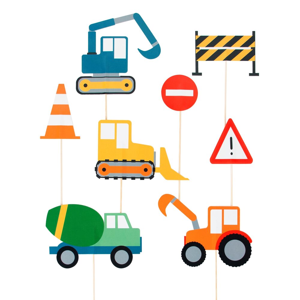 Bouwplaats Taarttoppers - Set van 8 - Construction Party