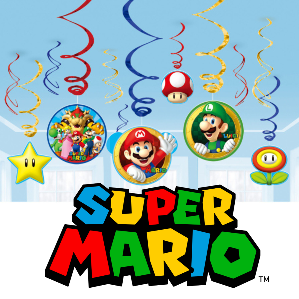 Super Mario Hangdecoraties - Set van 12 - Super Mario Party