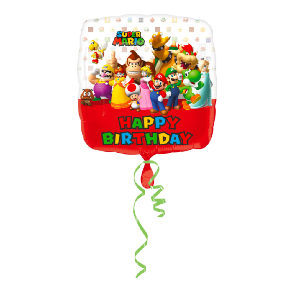 Super Mario Folieballon HB (Vierkant) - per stuk - Super Mario Party