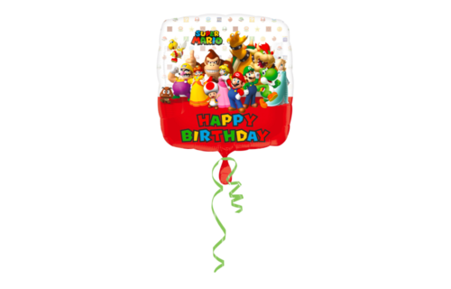 Super Mario Folieballon HB (Vierkant) - per stuk - Super Mario Party